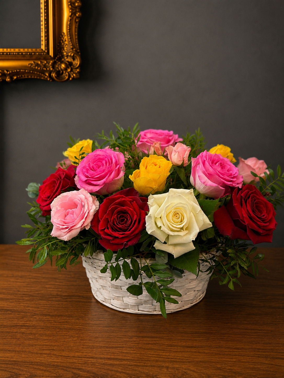 Cesta de Rosas Multicolor